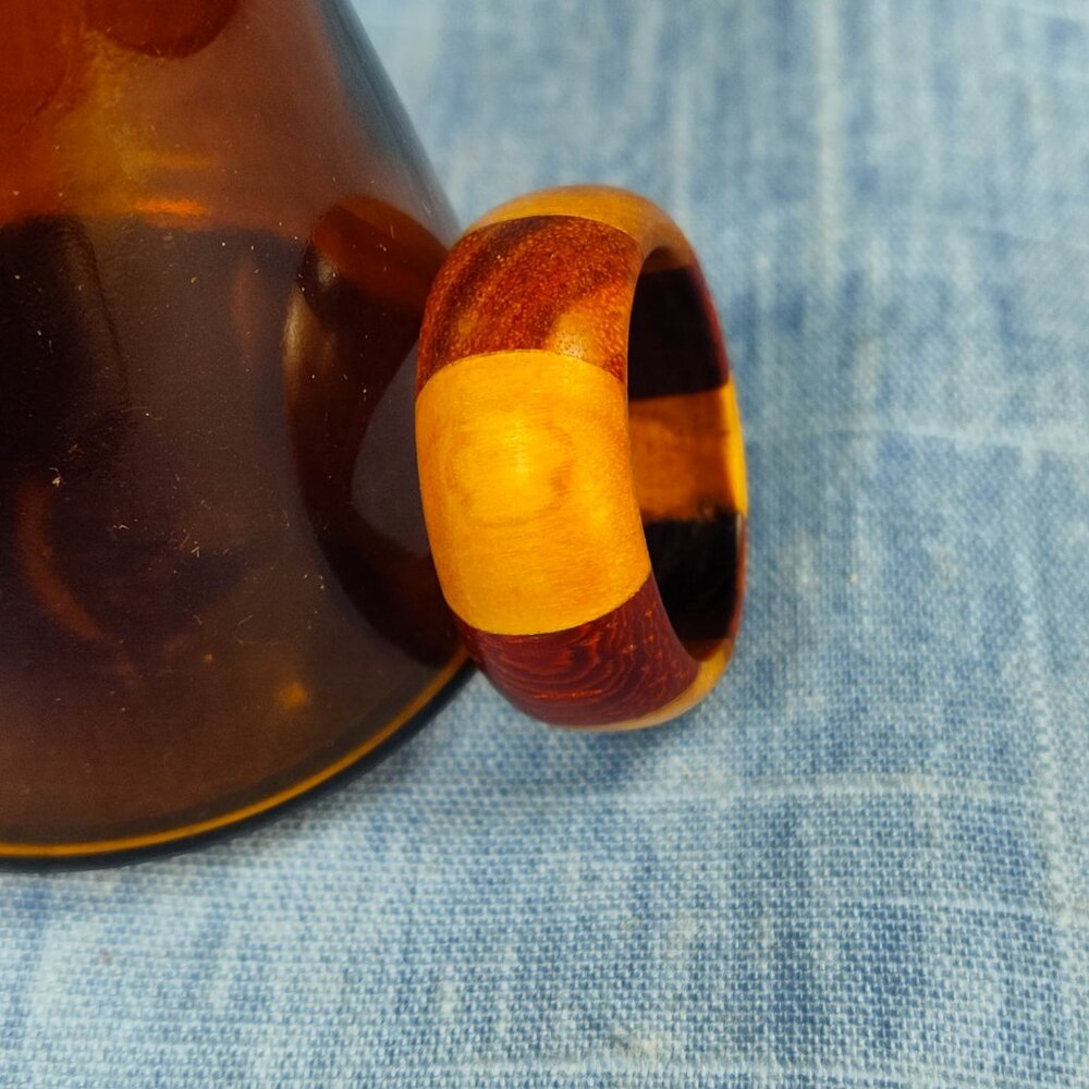 Padauk and Olive Wood Domed Ring - Size 13.5 (US)